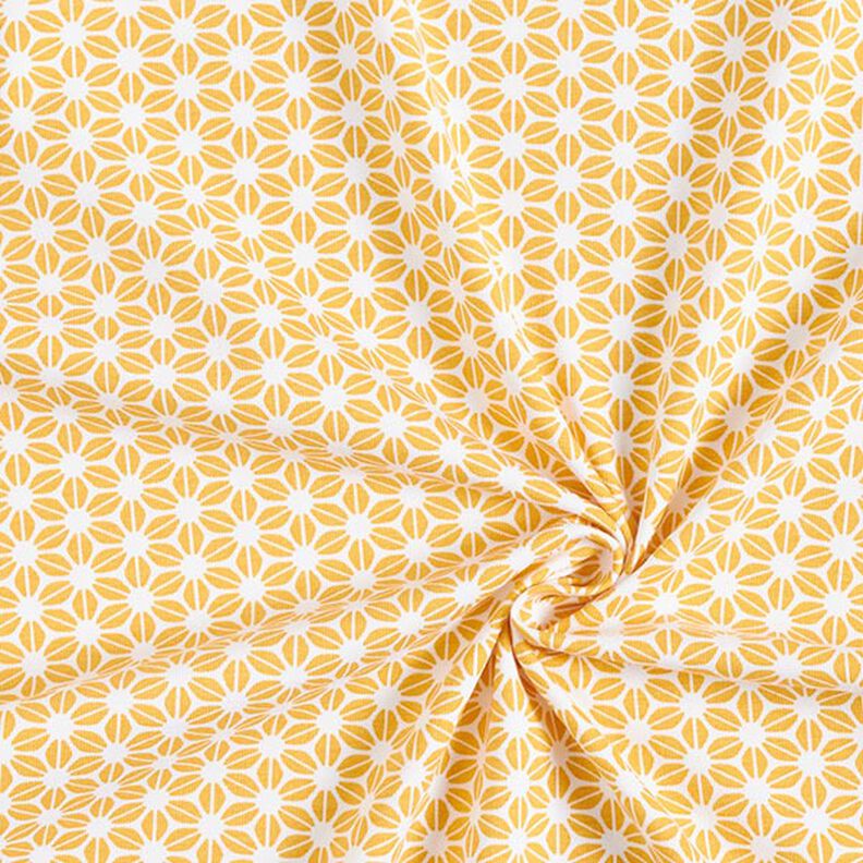 Jersey coton Motif floral abstrait – écru/jaune curry,  image number 3