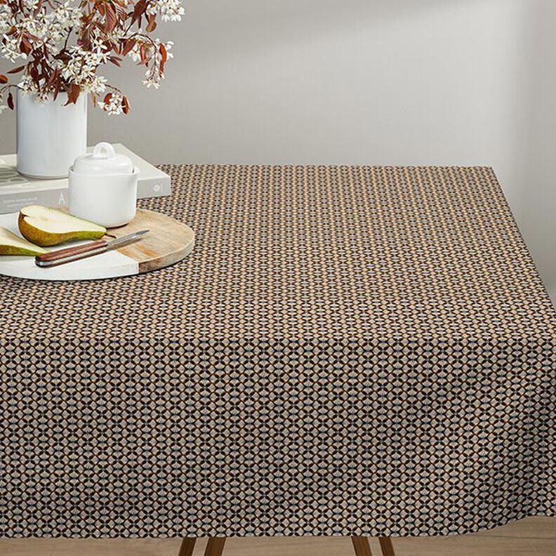 Tissu en coton Cretonne Carreaux à fleurs – noir/taupe clair,  image number 7