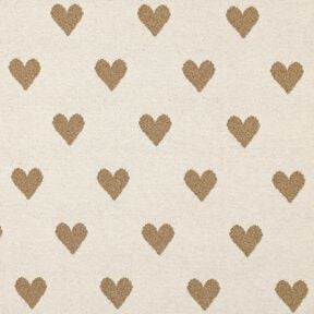 Jersey Jacquard Cœurs scintillants | Poppy Fabrics – nature/or métallisé, 