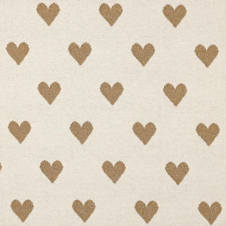 Jersey Jacquard Cœurs scintillants | Poppy Fabrics – nature/or métallisé,  image number 1