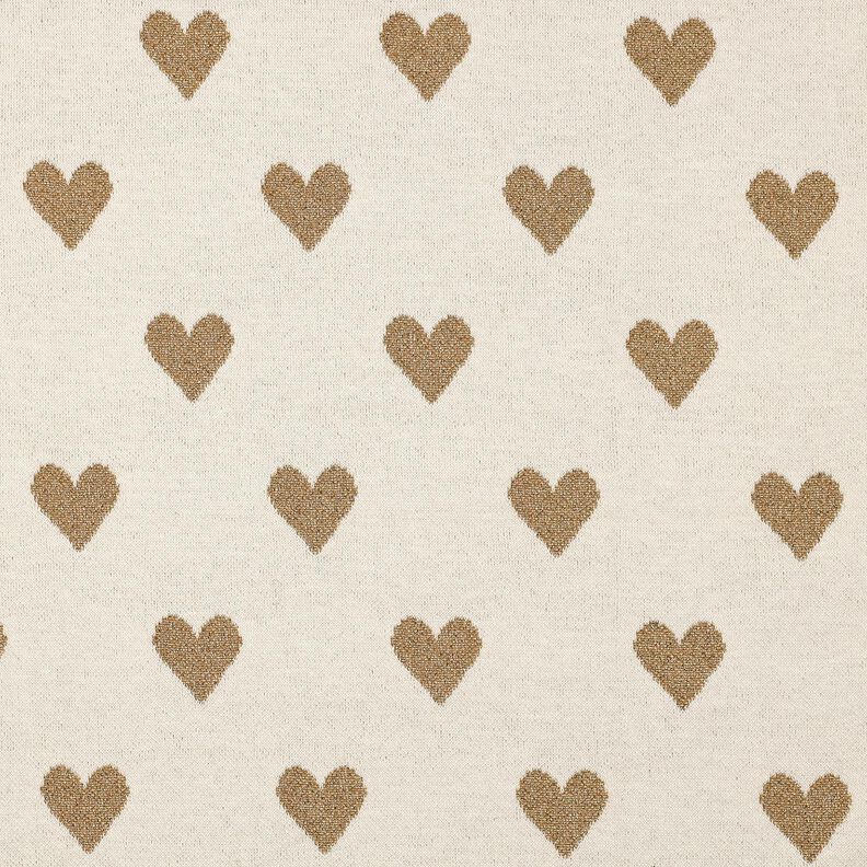 Jersey Jacquard Cœurs scintillants | Poppy Fabrics – nature/or métallisé, image number 1