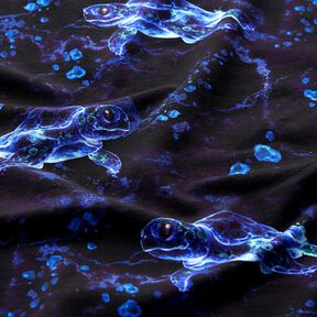 French Terry Sweat d’été Tortues | Glitzerpüppi – bleu noir/bleu roi, 
