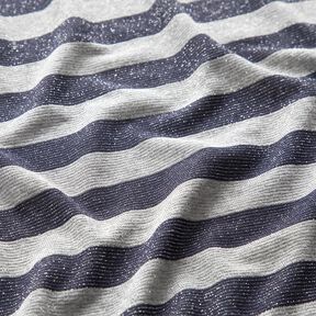 Jersey à rayures horizontales scintillantes – gris clair/bleu marine, 