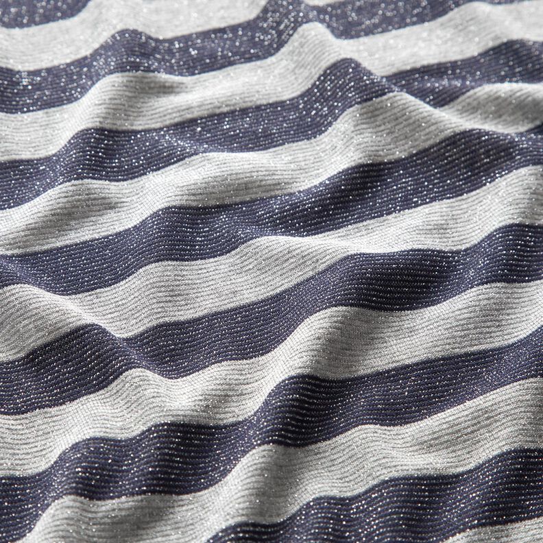 Jersey à rayures horizontales scintillantes – gris clair/bleu marine, image number 2