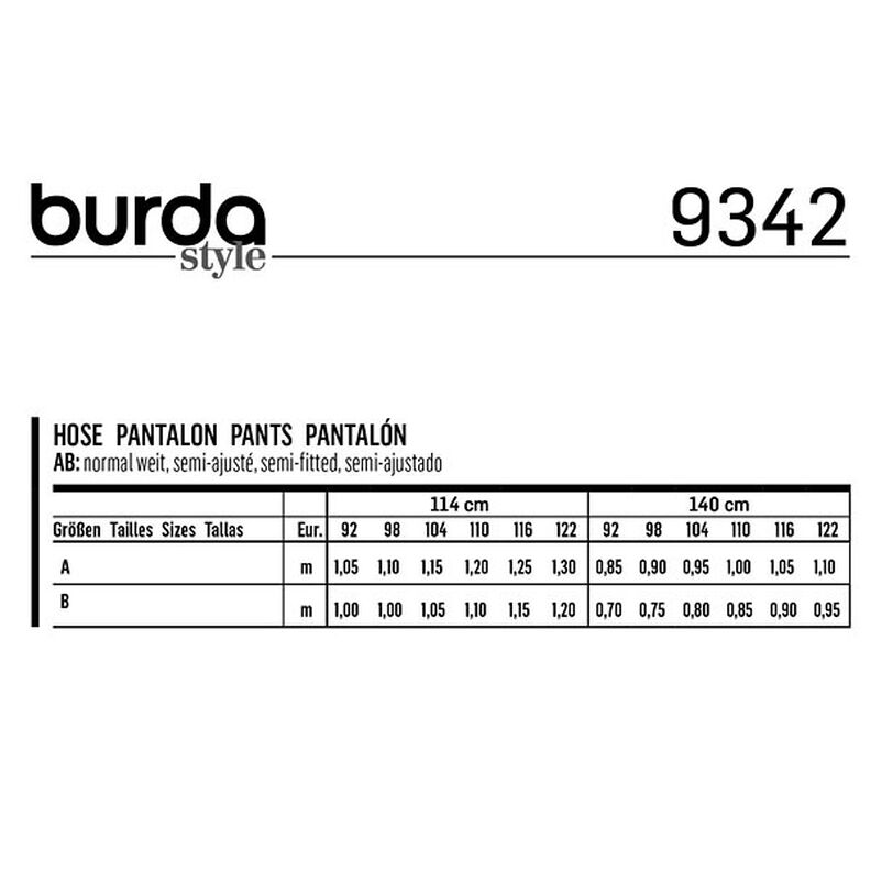 Pantalon taille élastique pour enfant , Burda 9342 | 92 - 122,  image number 7