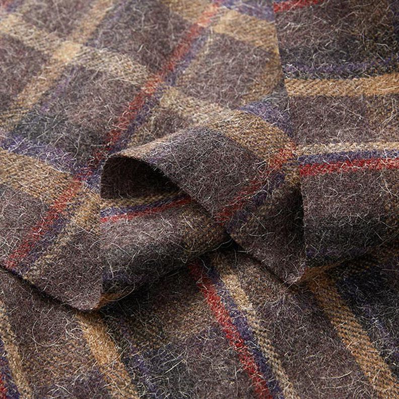 Laine vierge mélangée Carreaux – taupe foncé,  image number 4