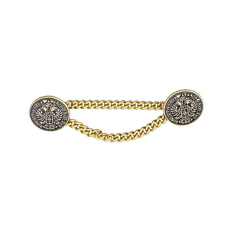 Set de boutons métalliques avec chaîne - dor métalliqueé,  image number 1