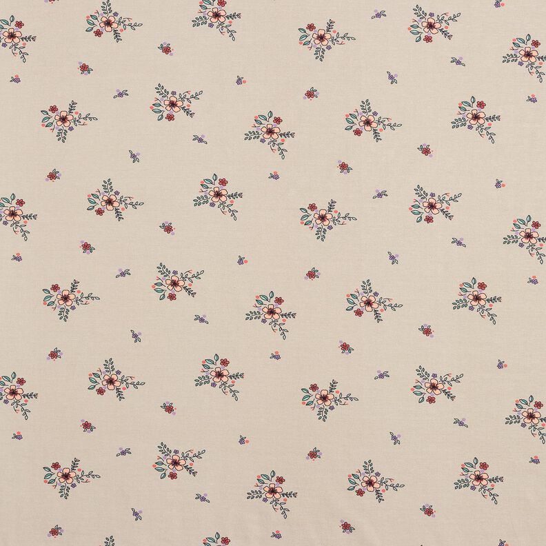 GOTS Jersey coton Fleurs éparses | Poppy Fabrics – amande,  image number 1