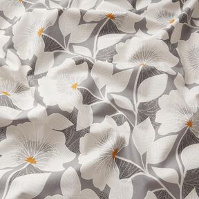 Tissu de décoration Semi-panama Grandes fleurs 280 cm – gris, 