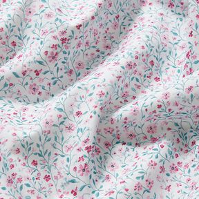 Tissu en coton Popeline jolies petites fleurs – menthe poivrée/violet pastel, 