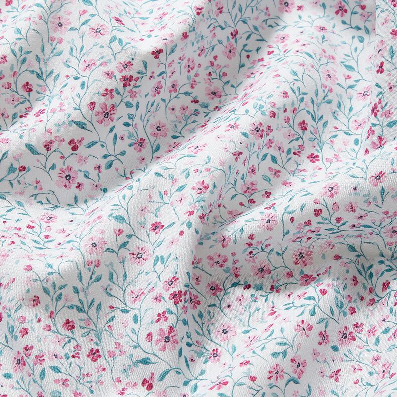 Tissu en coton Popeline jolies petites fleurs – menthe poivrée/violet pastel, image number 2