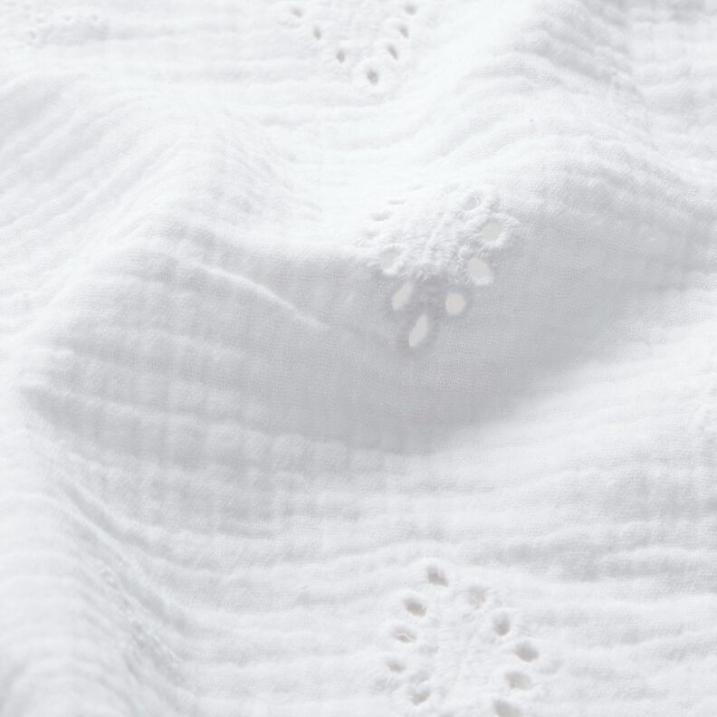 Tissu double gaze de coton Dentelle brodée Losange – blanc,  image number 2