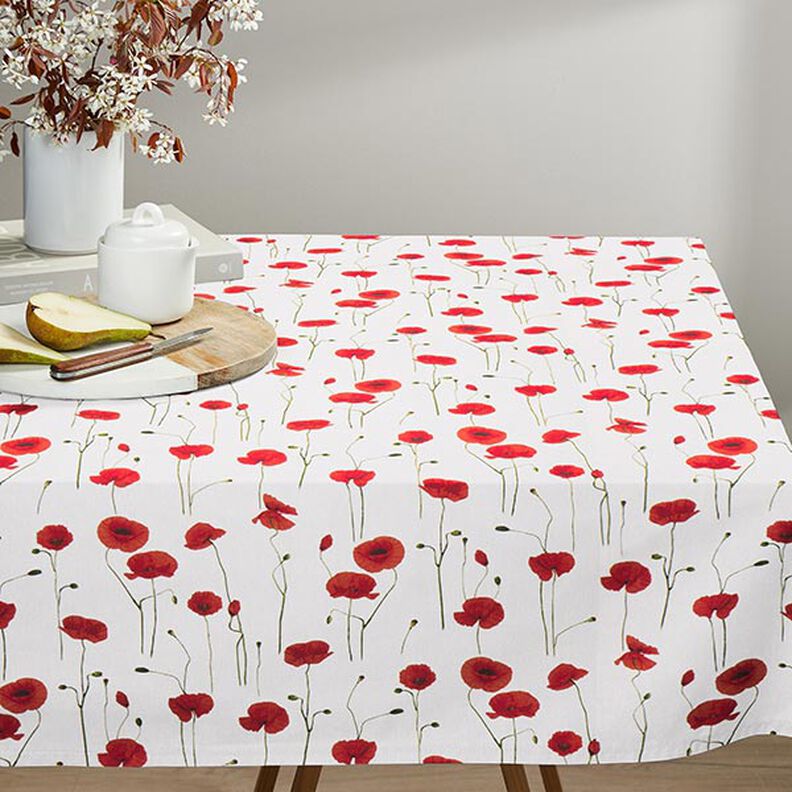 Tissu de décoration Semi-panama coquelicot – blanc/rouge,  image number 8