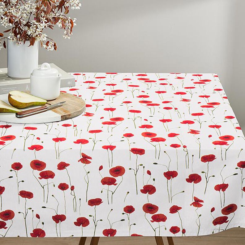 Tissu de décoration Semi-panama coquelicot – blanc/rouge, image number 8