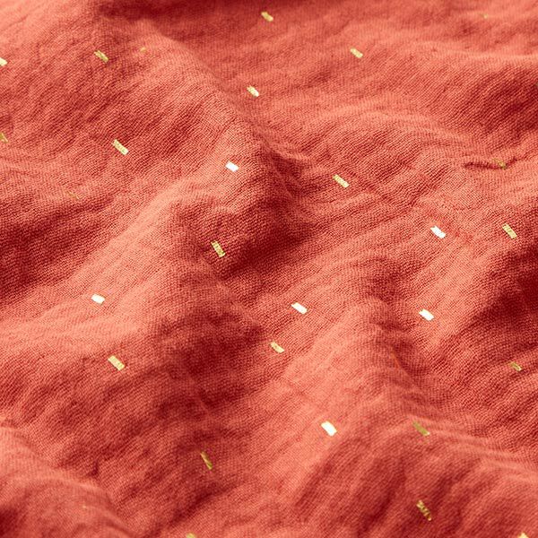 Tissu double gaze de coton Imprimé feuille Rectangle | by Poppy – terre cuite,  image number 2