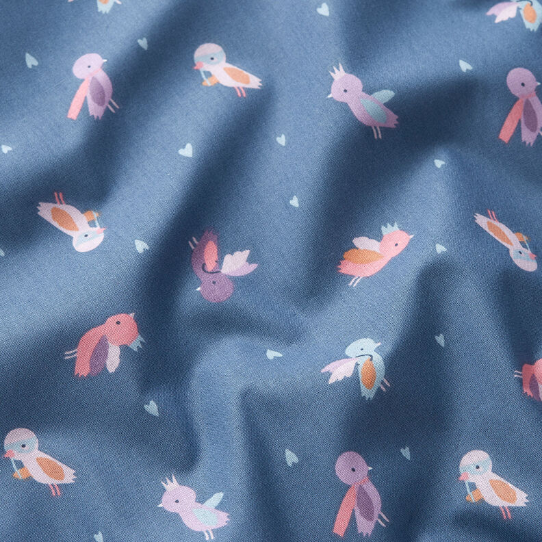 Popeline coton Bal masqué des oiseaux – gris bleu, image number 2