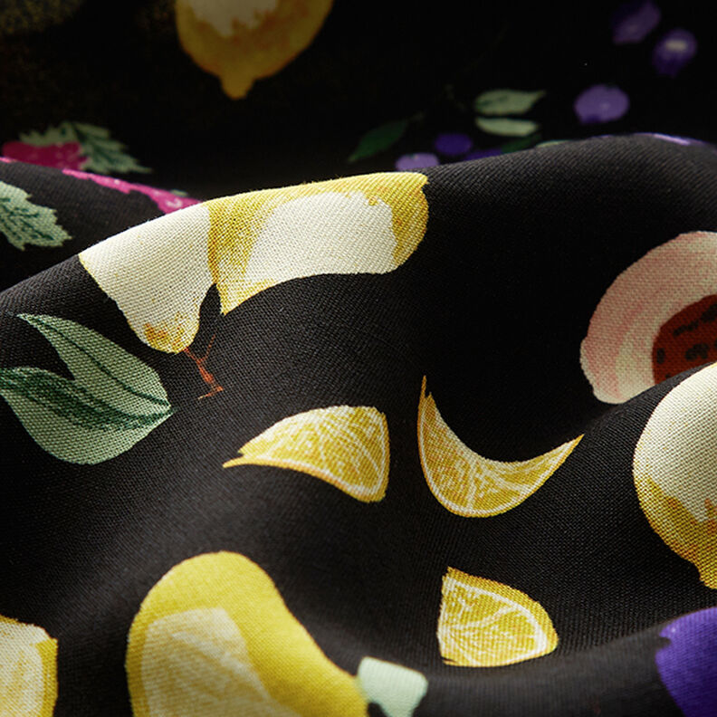 Tissu de viscose Fruits colorés – noir,  image number 2