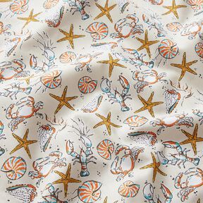 Tissu en coton Cretonne Fond marin – beige clair/jaune curry, 