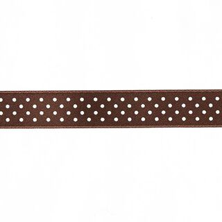 Bande de satin Points - marron / blanc, 