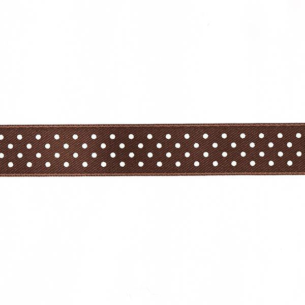 Bande de satin Points - marron / blanc, image number 1