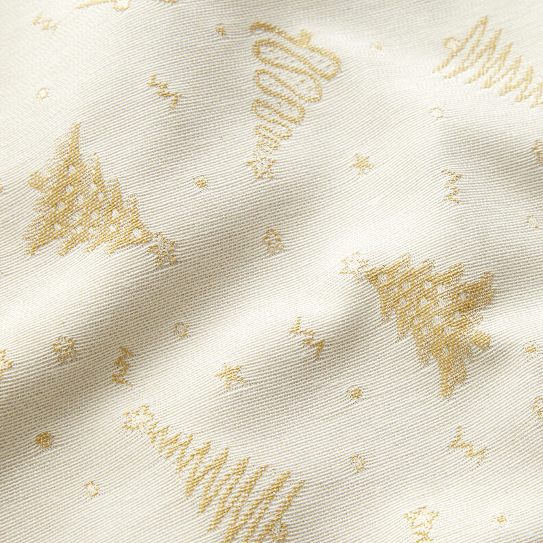 Tissu de décoration Jacquard Lurex Petit sapin – beige clair/or, image number 2