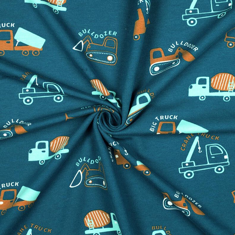 Sweatshirt gratté Véhicules de chantier | Poppy Fabrics – bleu océan/eucalyptus,  image number 3
