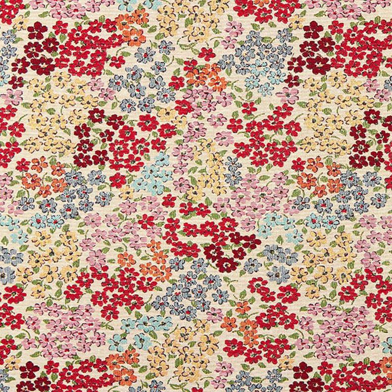 Tissu de décoration Gobelin Splendeur des fleurs – beige clair/rouge,  image number 1