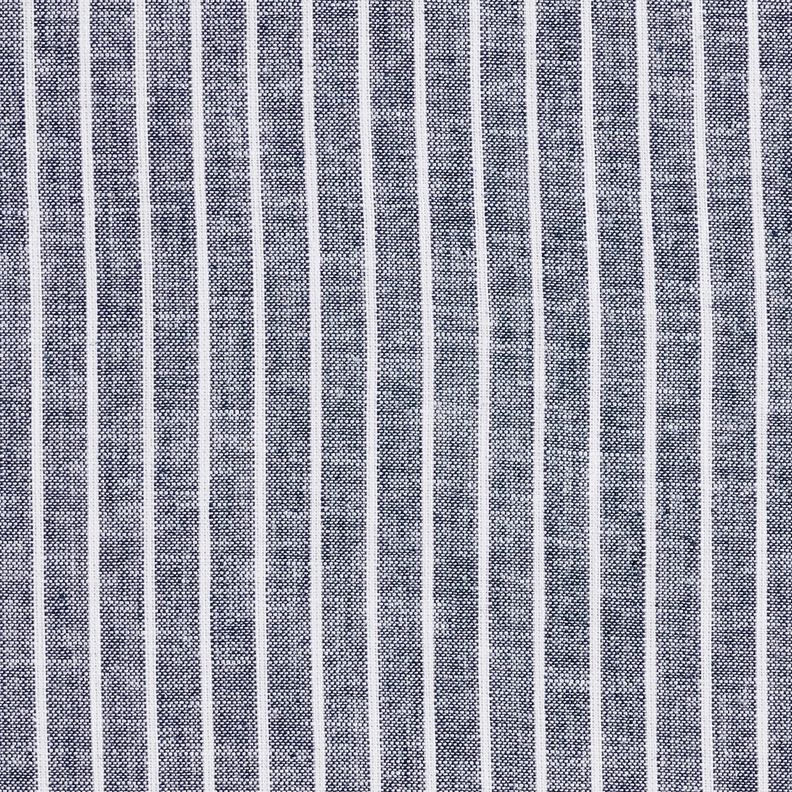 Mélange lin coton Larges rayures – bleu nuit/blanc,  image number 1