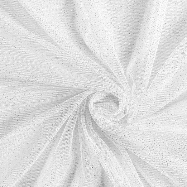 Tissu tulle scintillant – blanc/argent,  image number 1