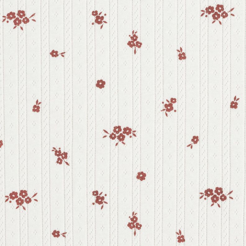 Ajour Jersey coton Fleurs de maison de campagne – ivoire, image number 1