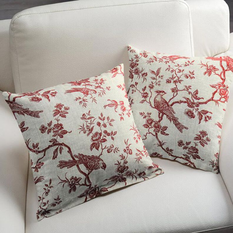 Lin de décoration Oiseaux – carmin,  image number 5