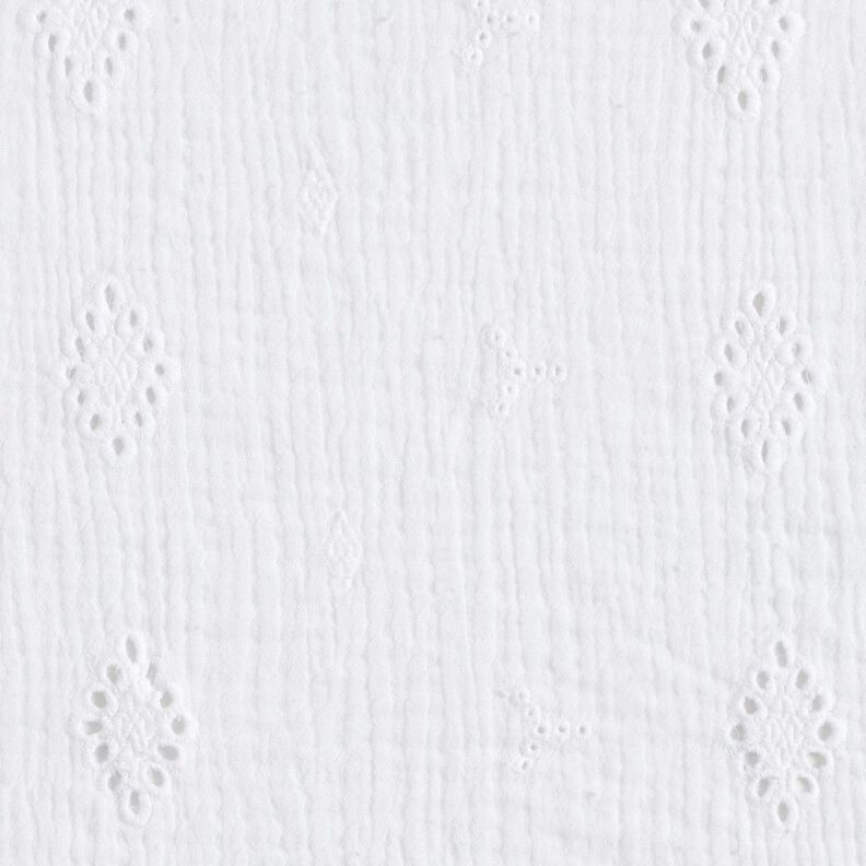 Tissu double gaze de coton Dentelle brodée Losange – blanc,  image number 1