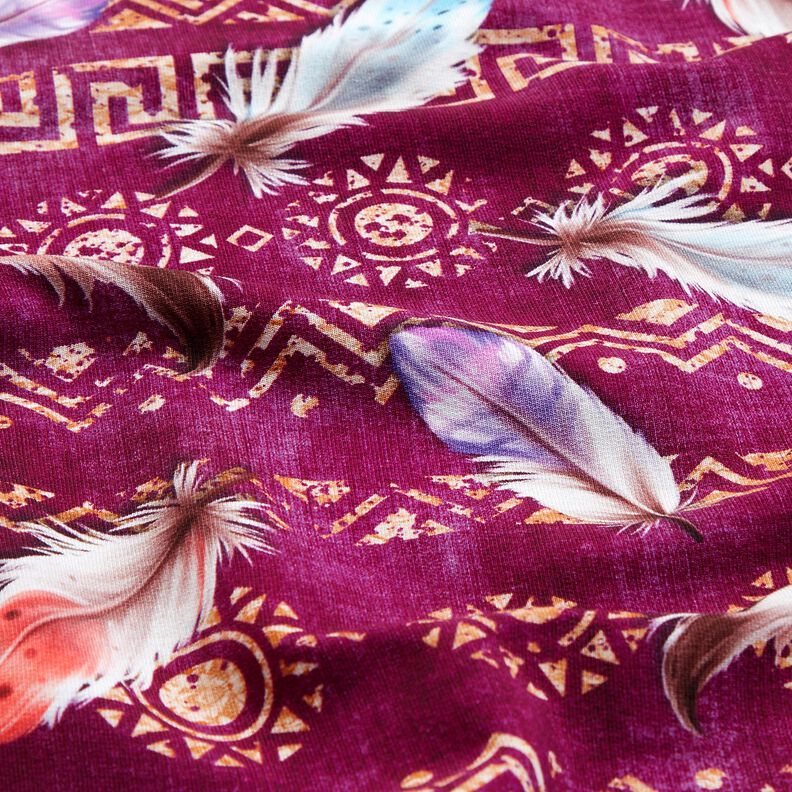 French Terry Plumes bohèmes | Glitzerpüppi  – raisin/homard,  image number 2