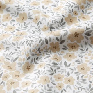 Tissu de décoration Satin de coton Mer de fleurs – noix de cajou/blanc, 