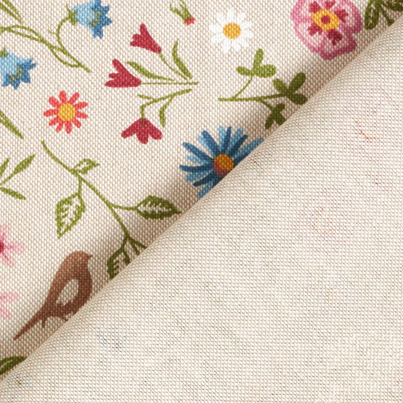 Tissu de décoration Semi-panama Animaux de la forêt et fleurs – nature/vert, image number 4