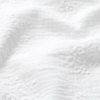 Tissu double gaze de coton Vrille florale ton sur ton – blanc, 