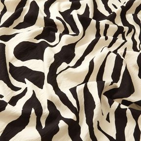 Crêpe de viscose motif zèbre – noir/ivoire, 