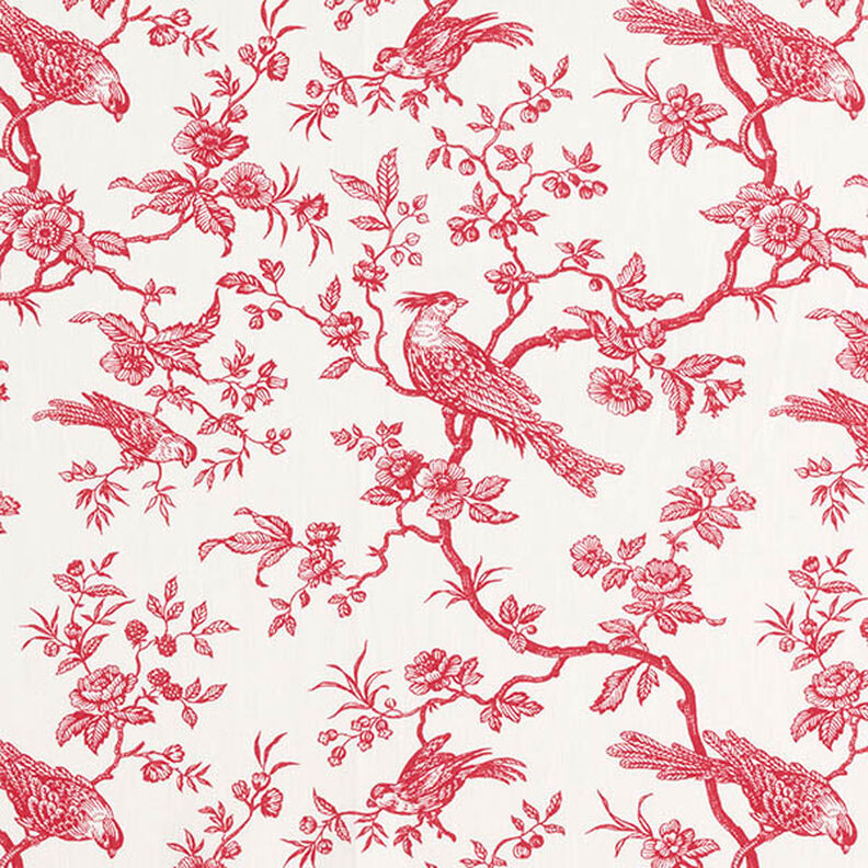 Tissu en coton Cretonne Oiseaux – rouge/écru,  image number 1