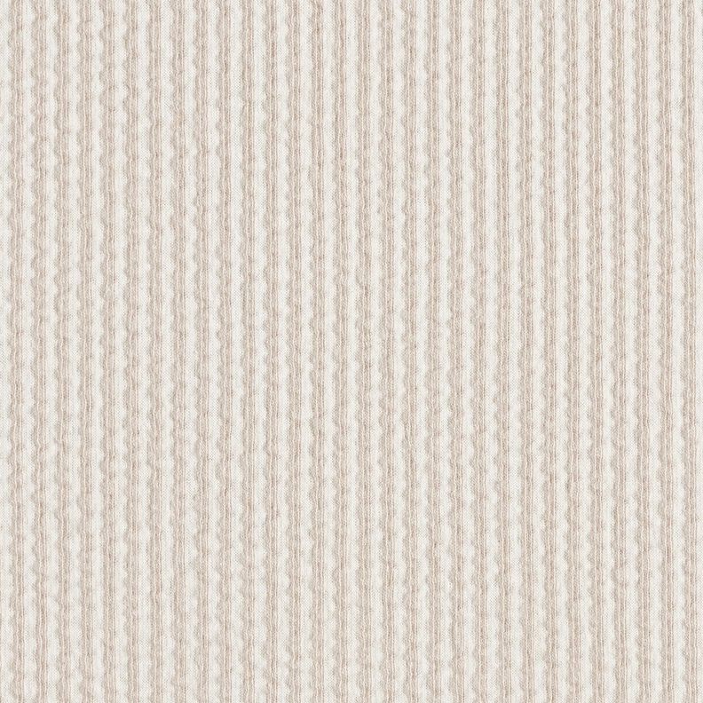 Jersey coton Seersucker Rayures fines – amande/blanc,  image number 1