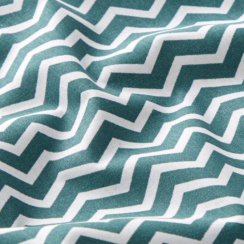 Tissu en coton Cretonne Zigzag – vert foncé/blanc,  image number 2