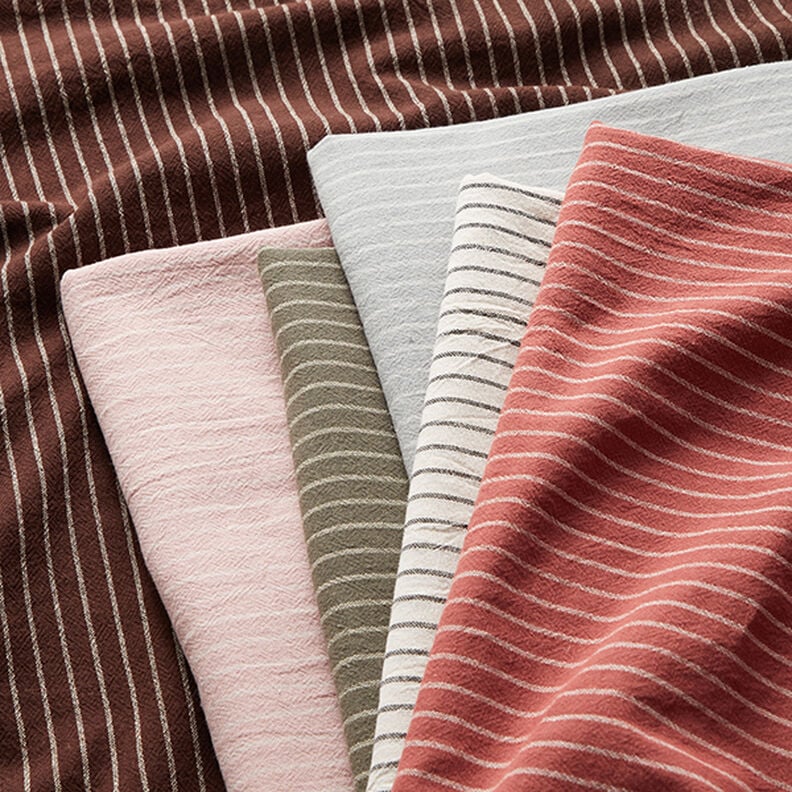 Tissu pour chemisier Coton mélangé larges rayures – marron foncé/écru, image number 5