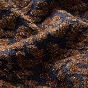 Tissu pour pantalon aspect denim à imprimé léopard – marron moyen/bleu nuit, 
