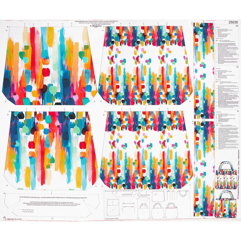 Sacs Panel Canvas Points au pinceau colorés – blanc,  image number 1
