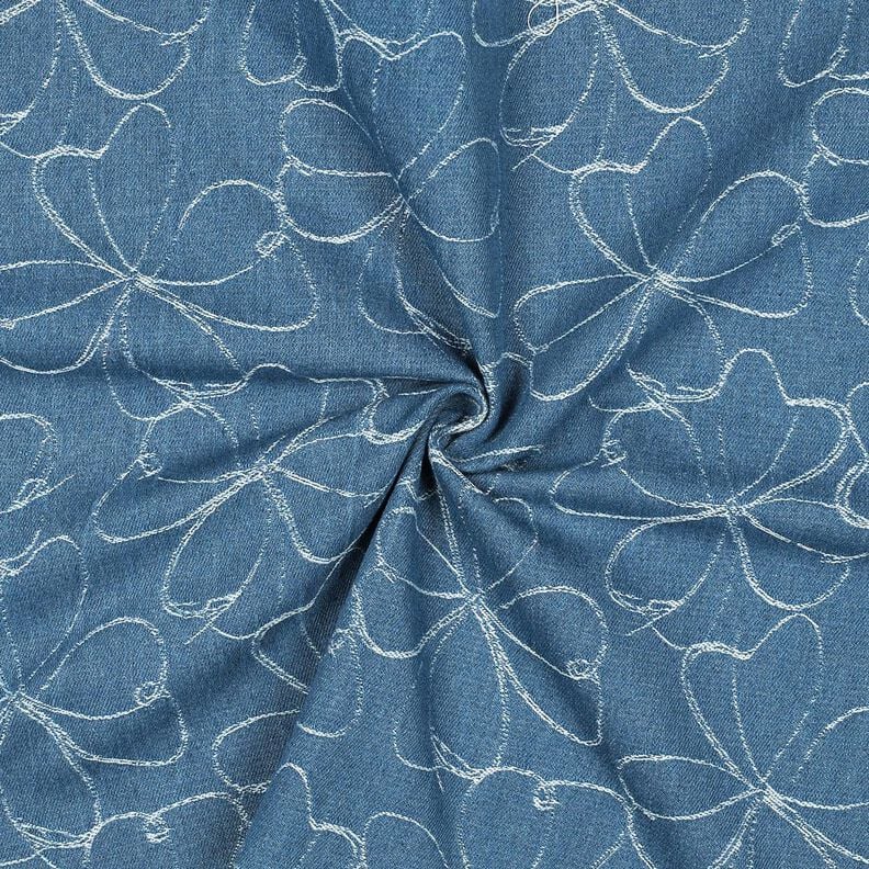 Jeans Jacquard Fleurs | Poppy Fabrics – bleu jean,  image number 3