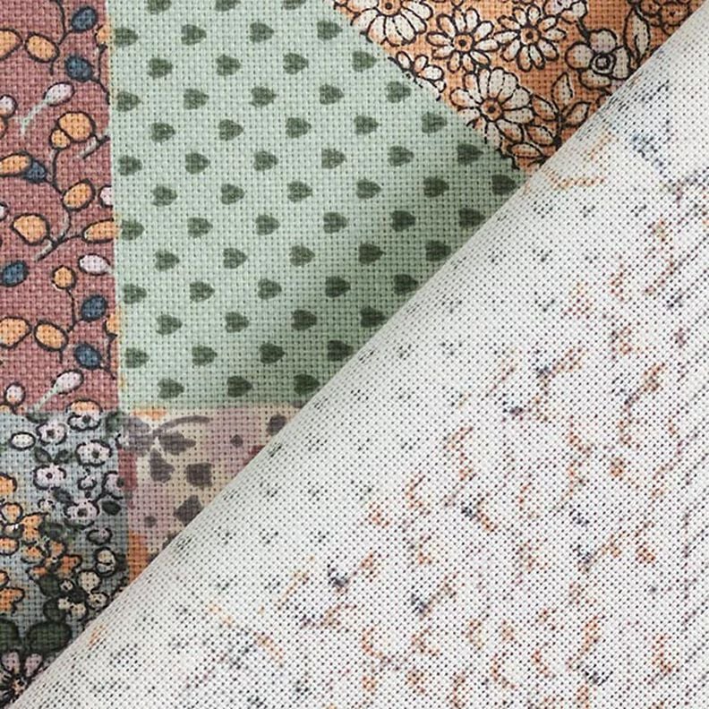 Tissu de décoration Semi-panama Fleurs aspect quilt – lilas pastel/écru,  image number 4