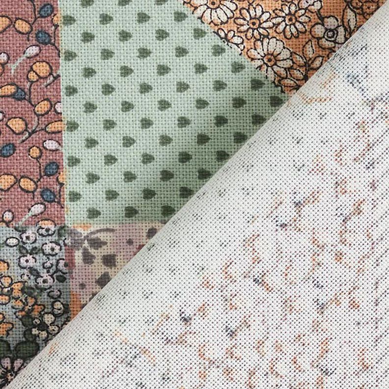 Tissu de décoration Semi-panama Fleurs aspect quilt – lilas pastel/écru, image number 4
