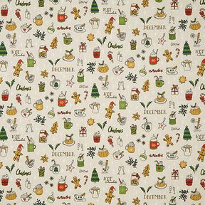 Tissu de décoration Semi-panama Esquisses hivernales – nature/pin, 