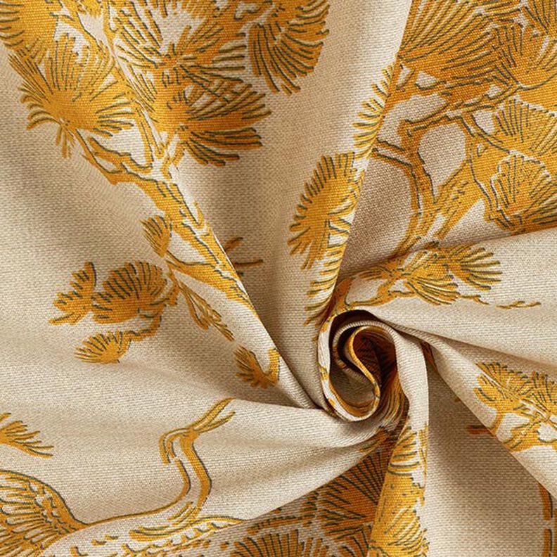 Tissu décoratif Toile Grue chinoise – beige/jaune curry,  image number 3