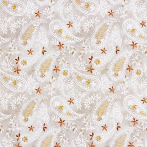 Popeline coton Cachemire rêve floral Impression numérique – gris brume, 