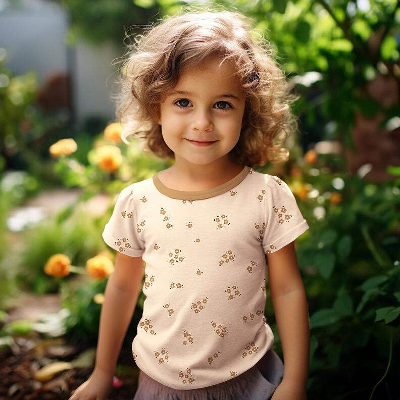 GOTS Jersey c&ocirc;tel&eacute; Streubl&uuml;mchen | Poppy Fabrics &ndash; cr&egrave;me/brun faon,  image number 5